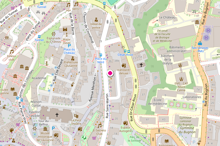Plan du studio Sidelune, rue Saint-Martin 32 a Lausanne
